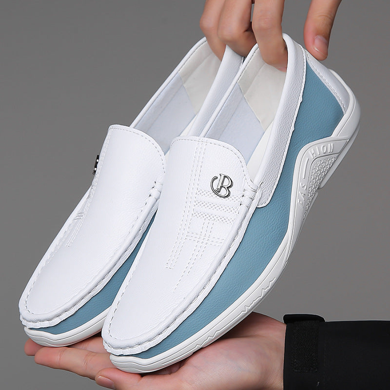 Men's casual two-tone loafers, comfortable slip-ons with a touch of elegance.