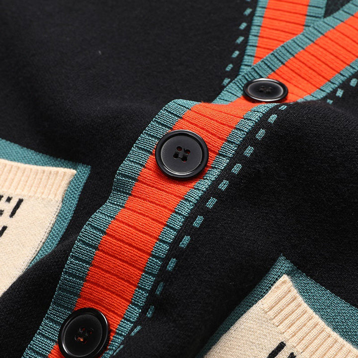 Chic women's button-up cardigan with elegant piping, cozy knit, and handy patch pockets. Fashion outerwear.
