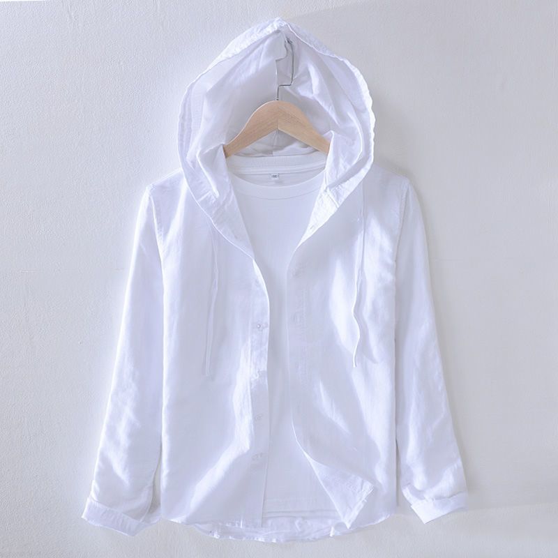 Stylish men's casual hoodie with button front for spring/summer. Enjoy comfortable, lightweight, and versatile everyday wear.