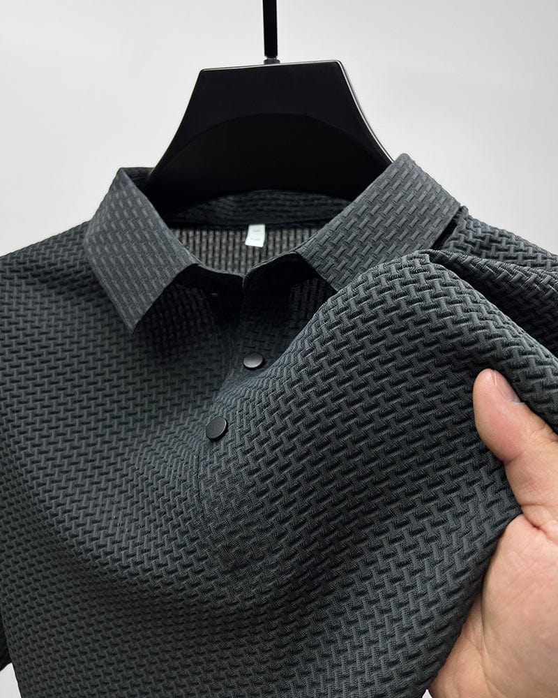 Men's classic performance polo shirt, tailored fit for smart casual style.