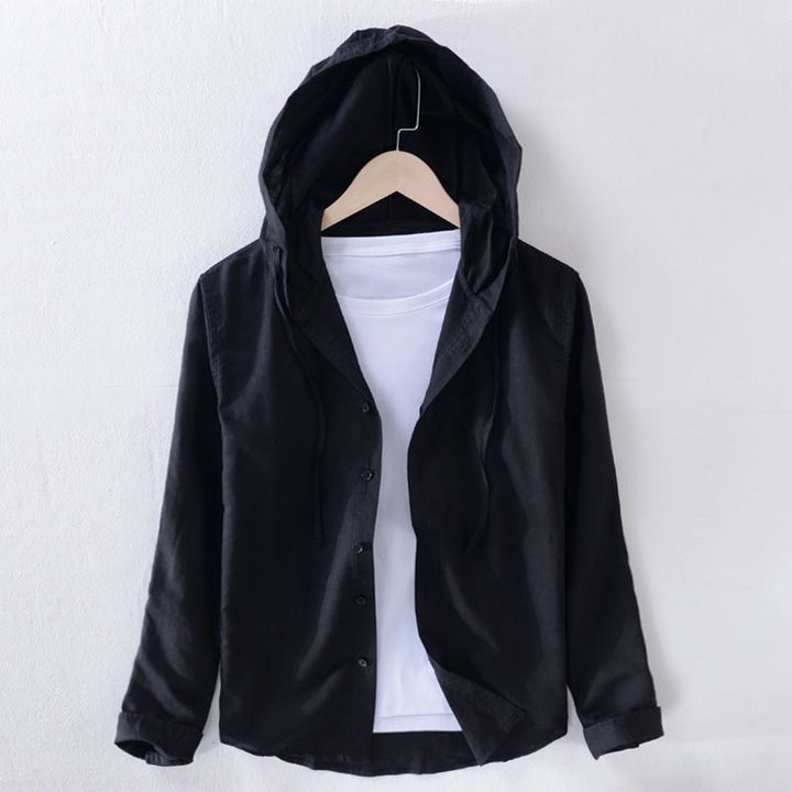 Versatile men's casual hoodie with a premium feel. Lightweight and comfortable, perfect as a stylish button-front hooded top.