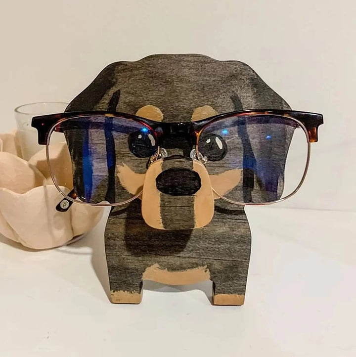 Whimsical wooden animal glasses holder, a lovely gift & cute desk accessory for spectacles.