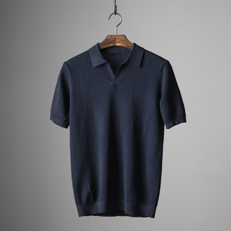 Navy men's polo shirt, comfortable & breathable. Perfect for effortless everyday wear and men's fashion.