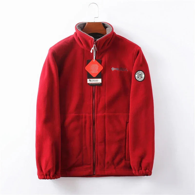 Man wearing a cozy full-zip jacket, perfect for everyday cold weather warmth and stylish casual comfort.