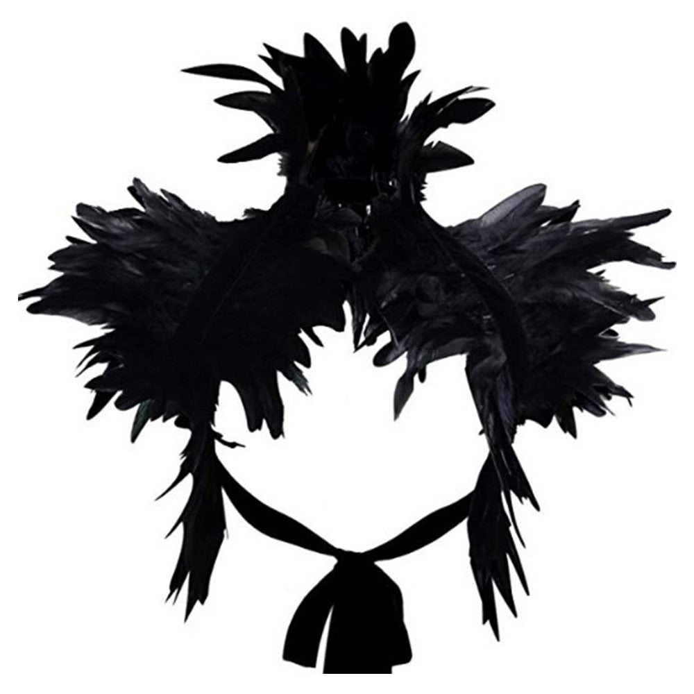 Unisex feather shoulder wrap, perfect for striking cosplay, festival outfits, or a bold evening statement piece.