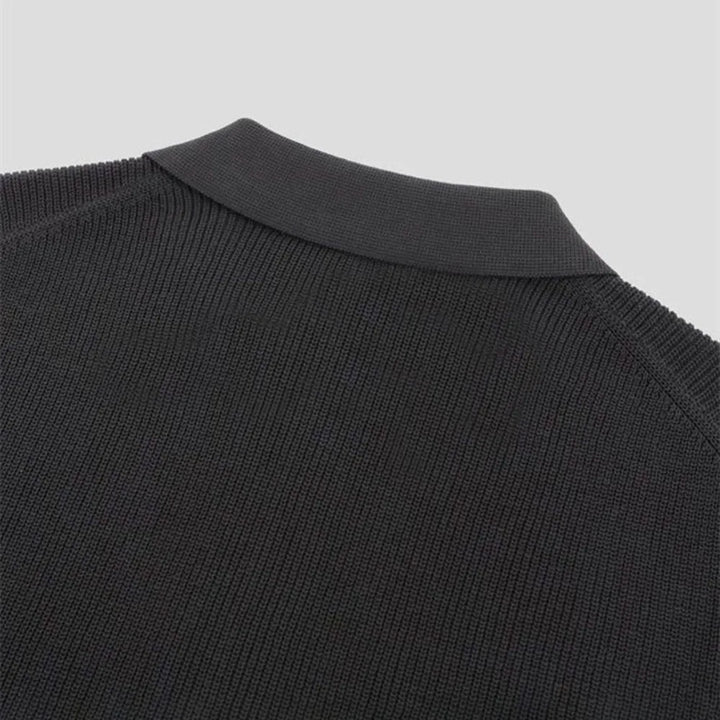 Versatile Men's Contour Zip-Up Polo Shirt. Modern tailored knit, comfortable and stylish for daily wear.