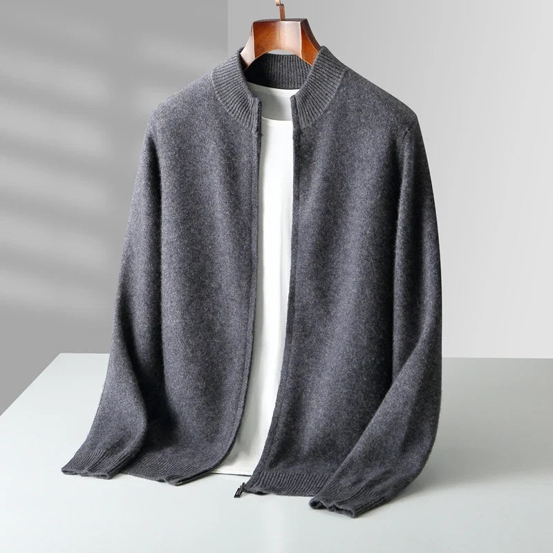 Man wearing a cozy ultra soft button-front cardigan. Comfortable men's sweater, great for relaxed casual style.