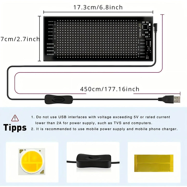 Digital advertising LED sign, app-controlled, perfect for dynamic storefront displays & car use.