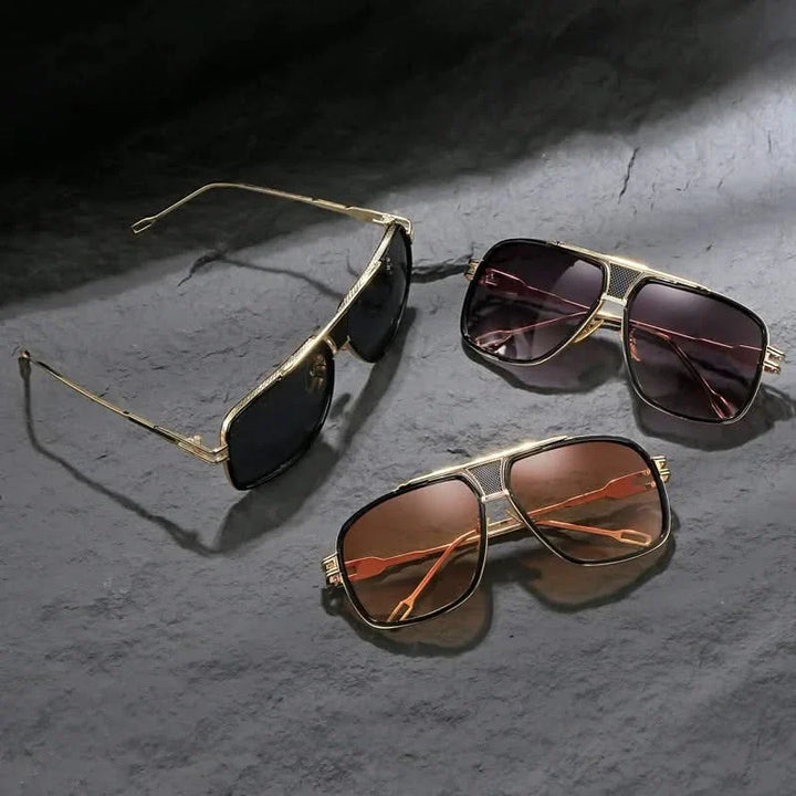 Classic unisex aviator sunglasses with anti-glare gray lenses & gold frame. Stylish eye protection for all.