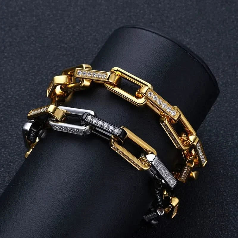 Men's Orion chainlink bracelet, stainless steel with sparkling zirconia. A luxurious and durable accessory.