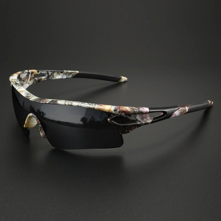 Men's performance sport sunglasses with UV protection & anti-glare lenses, ideal for running & cycling.