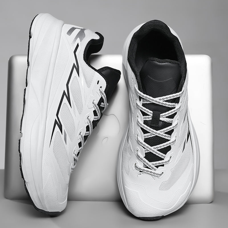 Men's Trailmark breathable mesh running shoes, offering flexible support & durable performance.