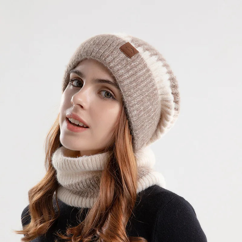Stylish winter accessory set: snug beanie and warm neck gaiter, designed for both men and women in cold conditions.