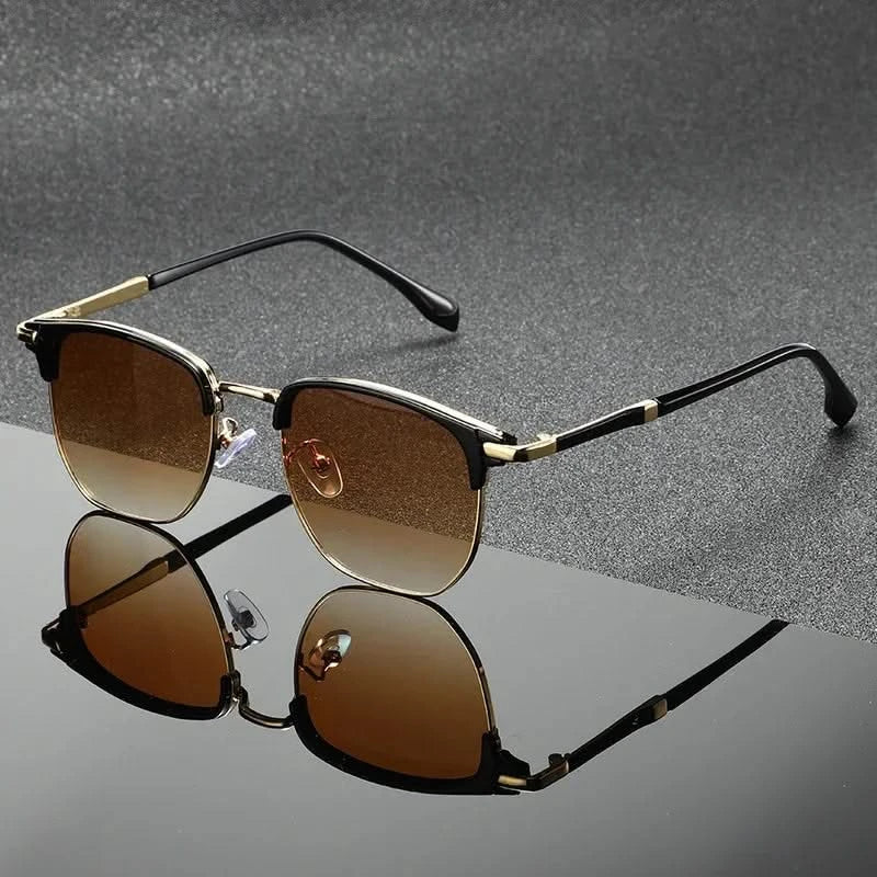 Unisex Classic Clubmaster sunglasses with metal frame, offering stylish UV protection & scratch resistance. Fashionable eyewear.