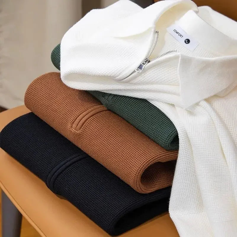 Classic fit men's Hampton quarter-zip collared shirt. Comfortable long sleeve top, perfect for casual & smart casual style.