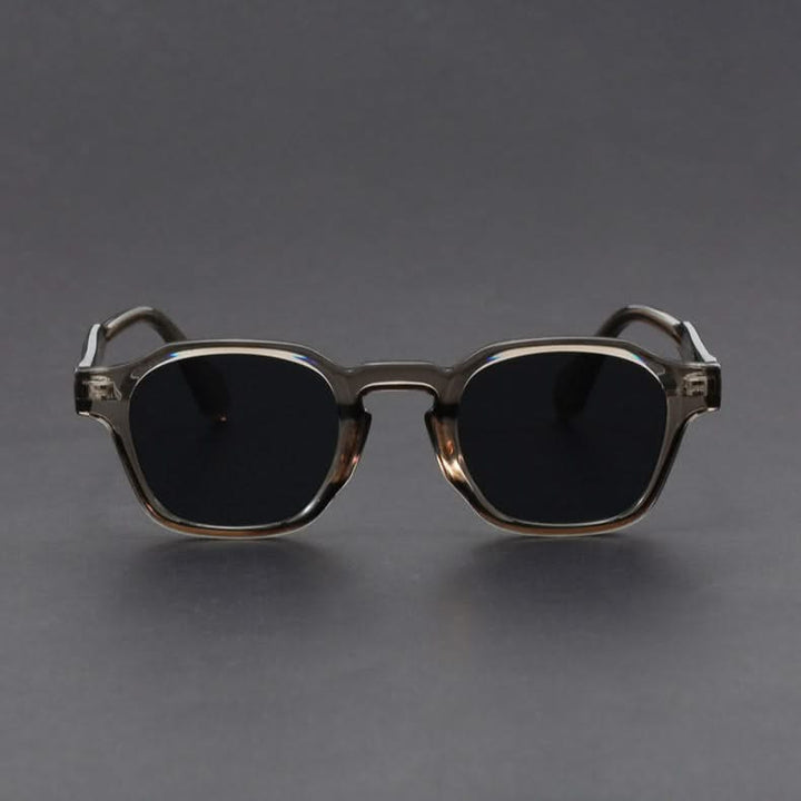 Anti-glare retro square unisex sunglasses, durable polycarbonate with full UV protection.
