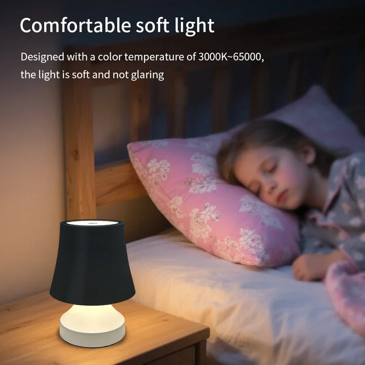 Sleek modern LED table lamp, USB rechargeable. Great for desks, bedside tables, or home decor.