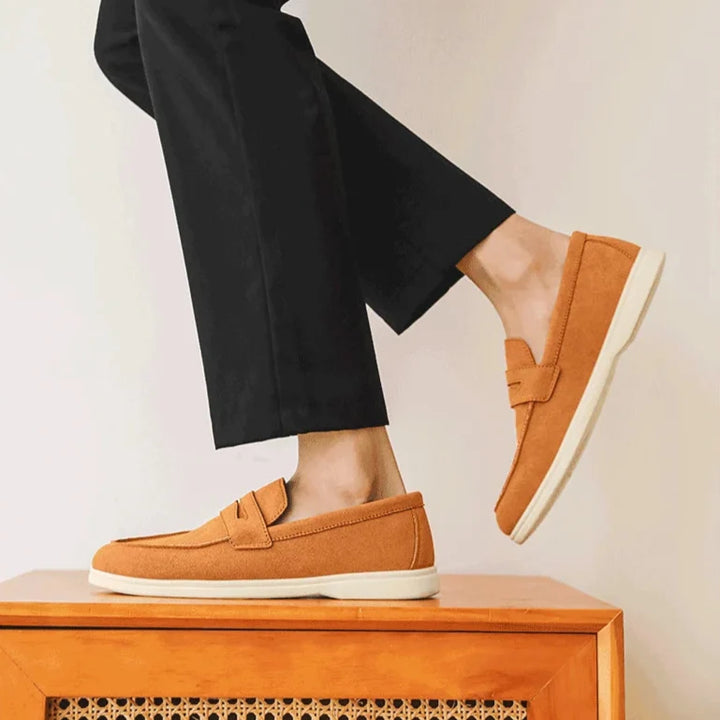 Elegant men's slip-on driving loafers for comfort on the road and beyond.