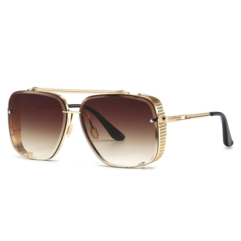 Trendy unisex UV400 sunglasses, black metal frame for ultimate eye protection & summer style.