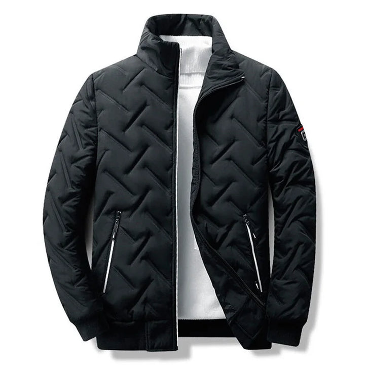 Stylish men's quilted jacket, versatile for casual wear, lightweight comfort for changing seasons.