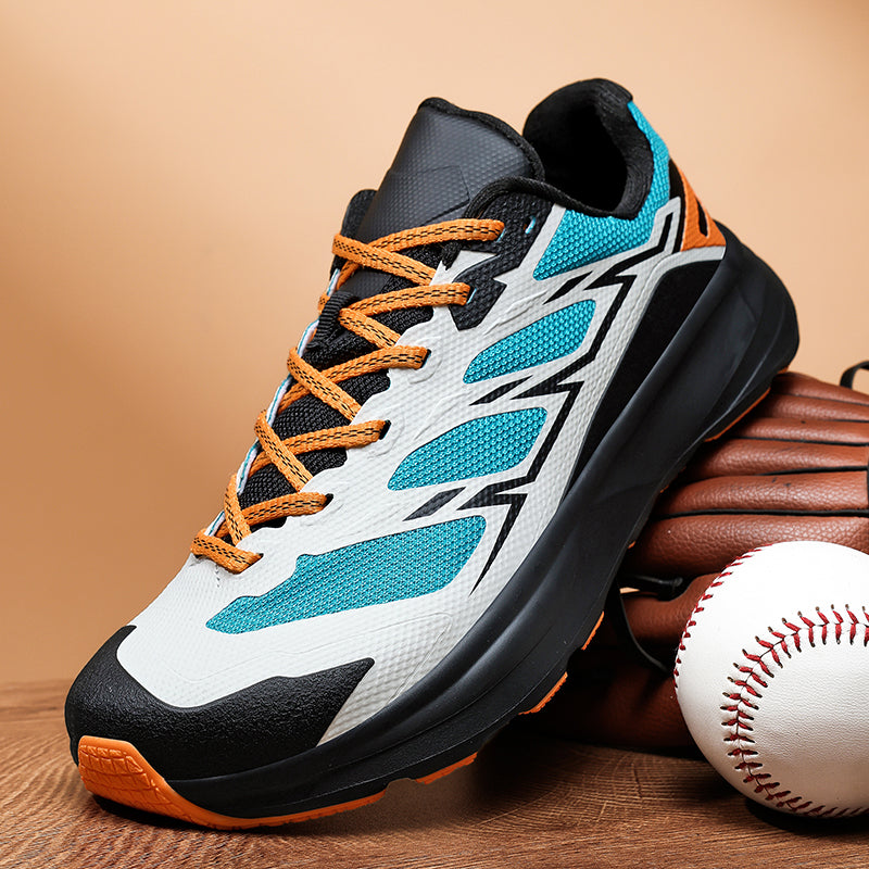 Side view of men's Trailmark performance running sneakers, showcasing athletic design & flexible support.