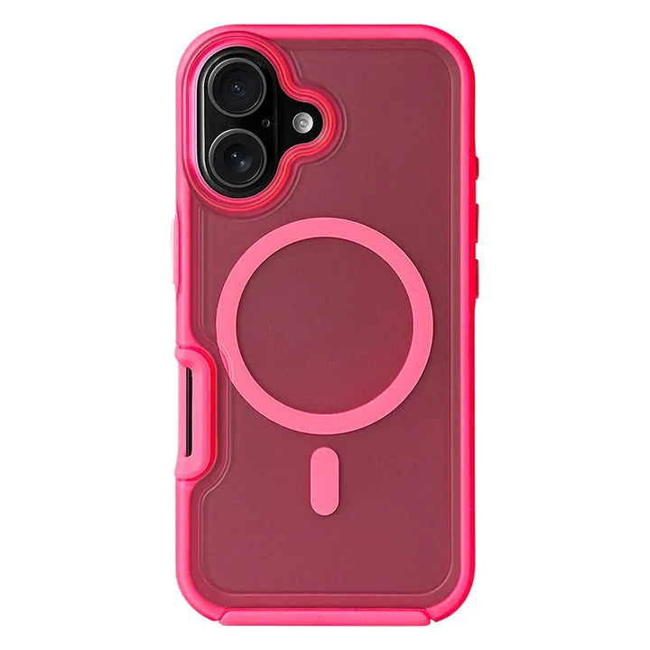 Unisex neon phone cover for iPhone, featuring magnetic grip, robust shockproof & scratch protection.