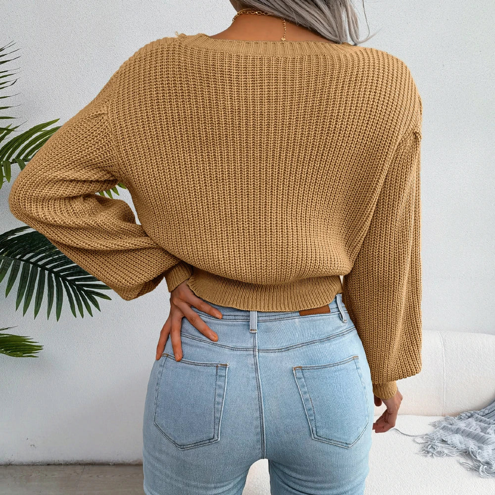 Stylish women's cable knit sweater for fall & winter. Luxurious knitwear with a comfortable, relaxed design.