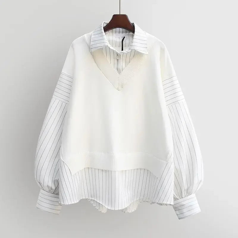 Sophisticated black layered blouse for women, featuring a comfortable and chic long-sleeve modern design.