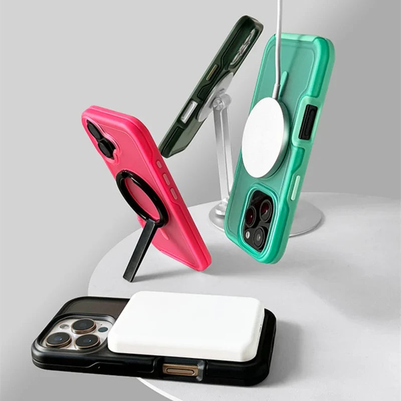 Vibrant neon iPhone cover with secure magnetic grip, offering shockproof & scratch-resistant protection.