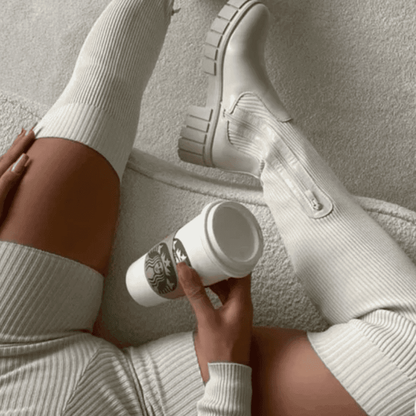 Oberschenkelhohe Stretch-Stiefel