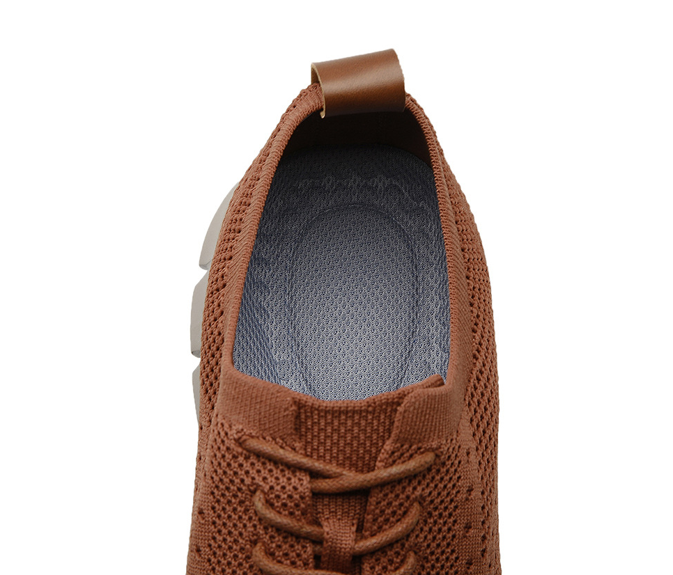 Brown men's fashion sneakers, Heritage Dress style, featuring orthopedic support.