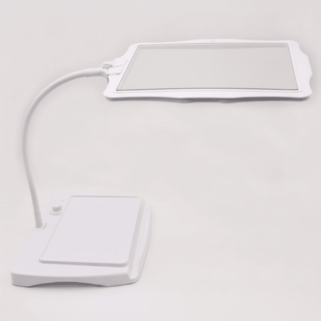 Dimmable LED desktop magnifier lamp with flexible arm for hobbies, detailed tasks & vision aid.