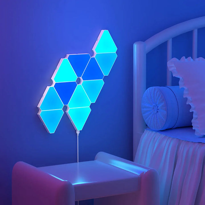 Modern RGB LED wall panels, dynamic smart lighting for home and gaming.