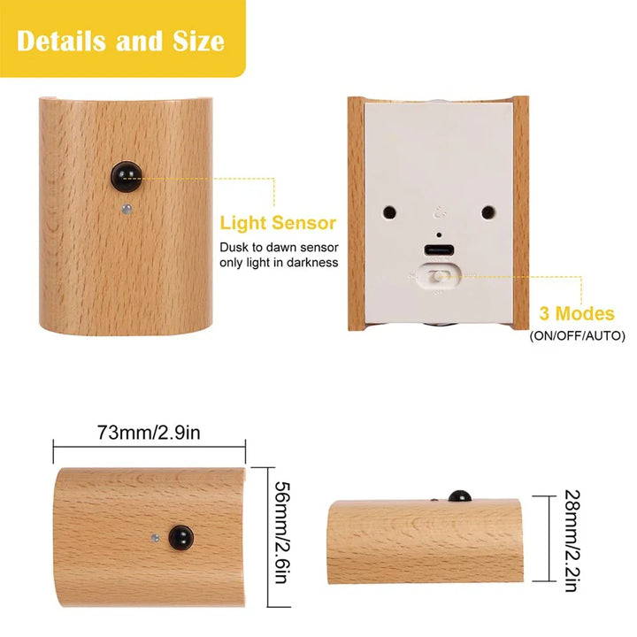 Rechargeable motion sensor night light, warm white LED, enhances home safety. Ideal closet or hallway smart wall light.
