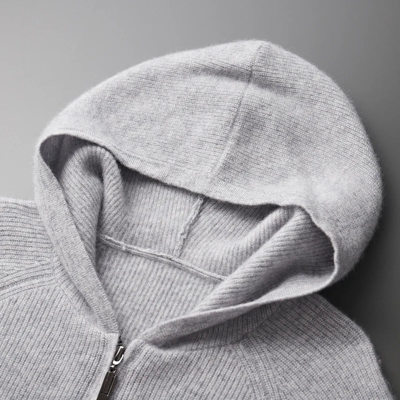 Back view of Men's Nova full-zip hoodie, highlighting its comfortable fit & soft, warm fabric for casual style.