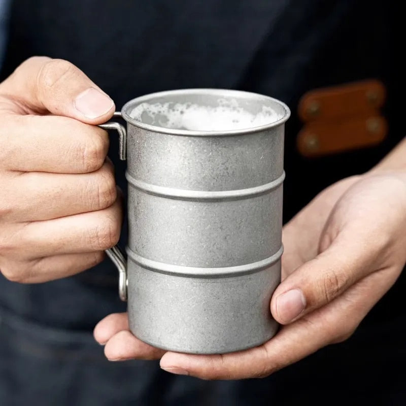 Classic 13 fl oz stainless steel camping mug, unisex design, perfect for coffee, tea, and travel.