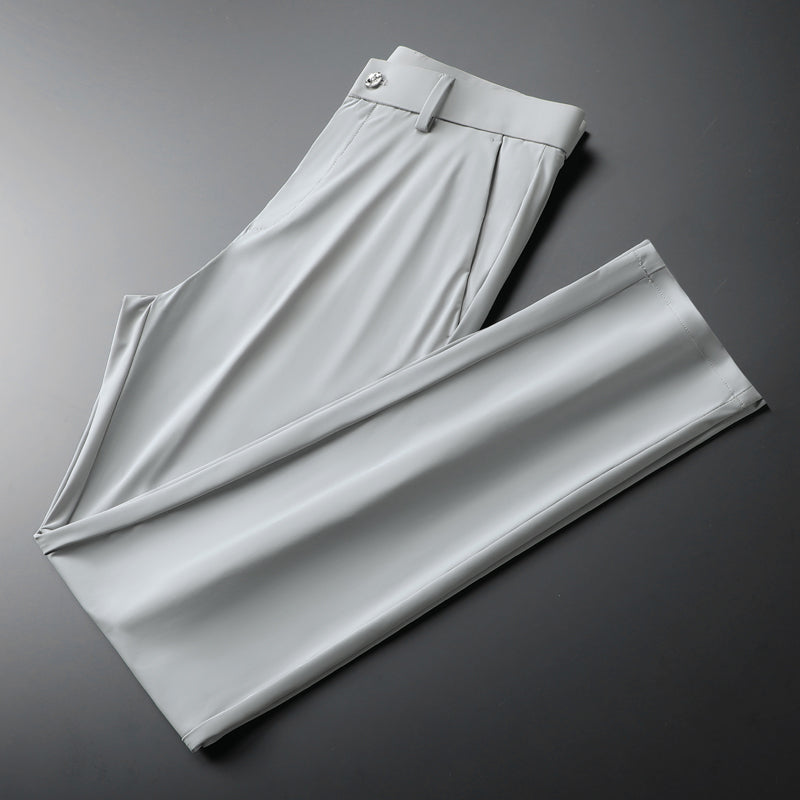 Smart casual men's trousers in a slim fit, made with innovative ice silk material.