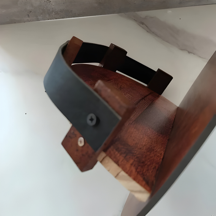 Authentic whiskey barrel stave shelf, rustic liquor display for bourbon collections & bar accessories.