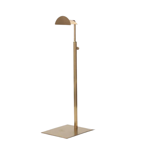Sturdy silver adjustable handbag display stand, elegant solution for bags & purses. Stainless steel finish.