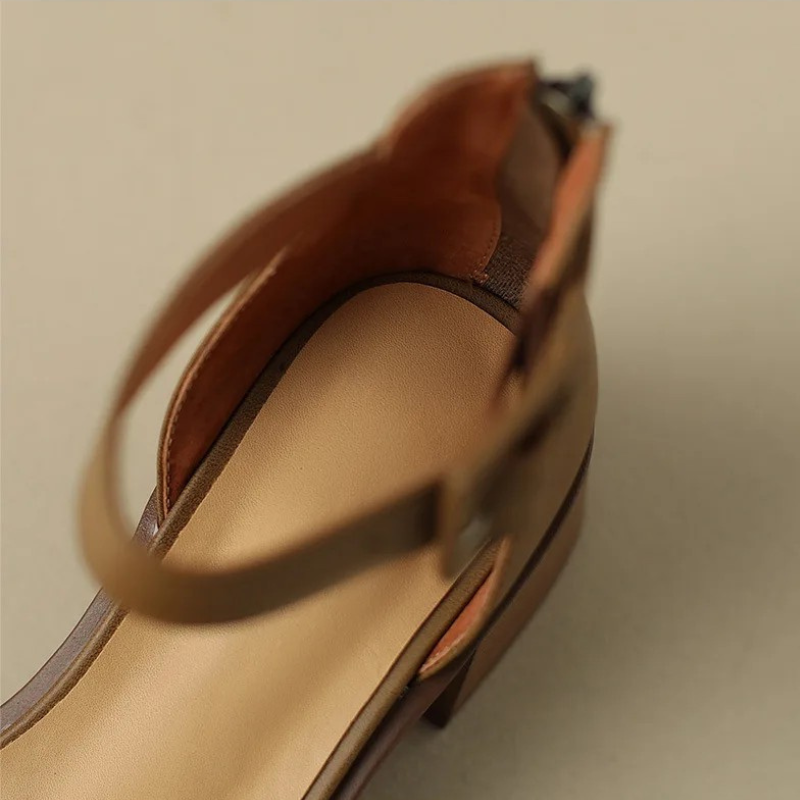 Confident style women's elegant strap heels. Comfortable block heel sandals, versatile dress footwear.