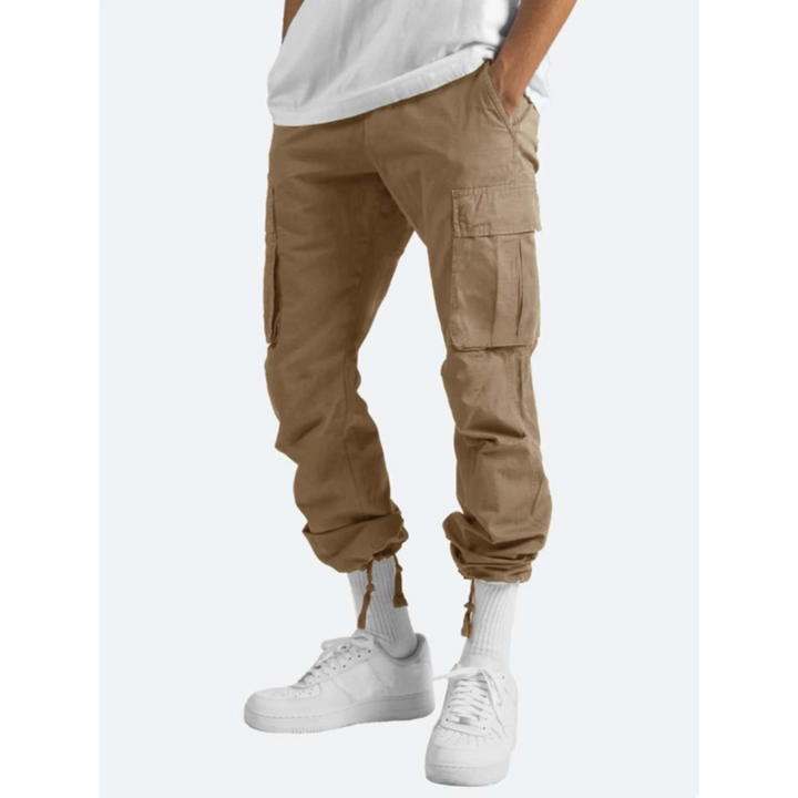 Casual men's wide leg cargo pants, perfect for everyday wear & streetwear. Comfortable, relaxed fit.