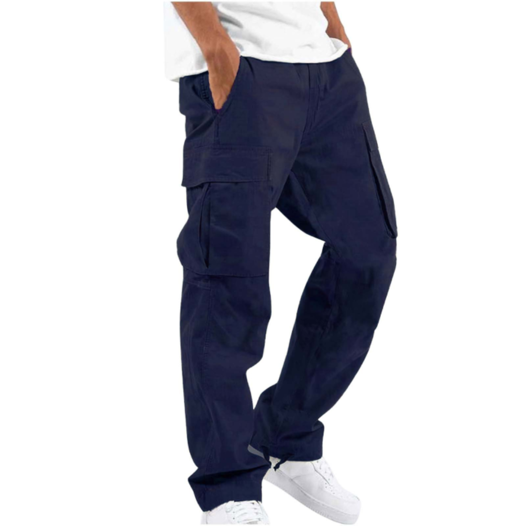 Relaxed fit men's wide leg cargo pants for streetwear & casual fashion. Comfortable utility style.