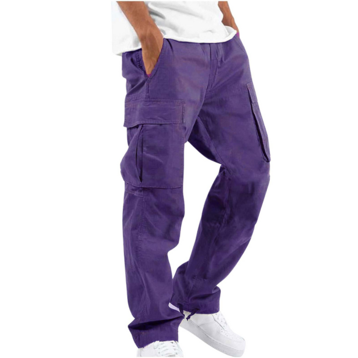 Explore daily adventures in men's comfortable wide leg cargo pants. Relaxed fit, multi-pocket design.