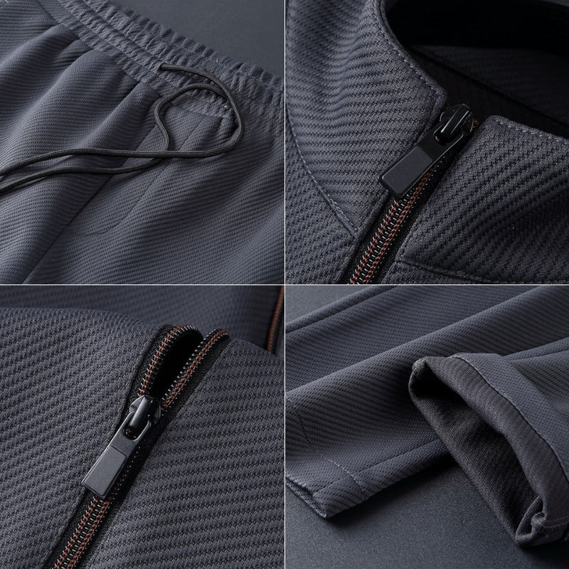 Comfort-fit men's tracksuit set, versatile for athletic wear, casual outfits, and relaxed loungewear.