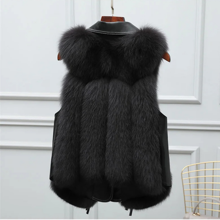 Cozy women's winter vest, an essential layering piece in elegant style. Versatile sleeveless jacket outerwear.