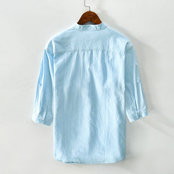 Stylish men's long sleeve breathable button-up shirt, relaxed fit, perfect for summer fashion & casual wear.