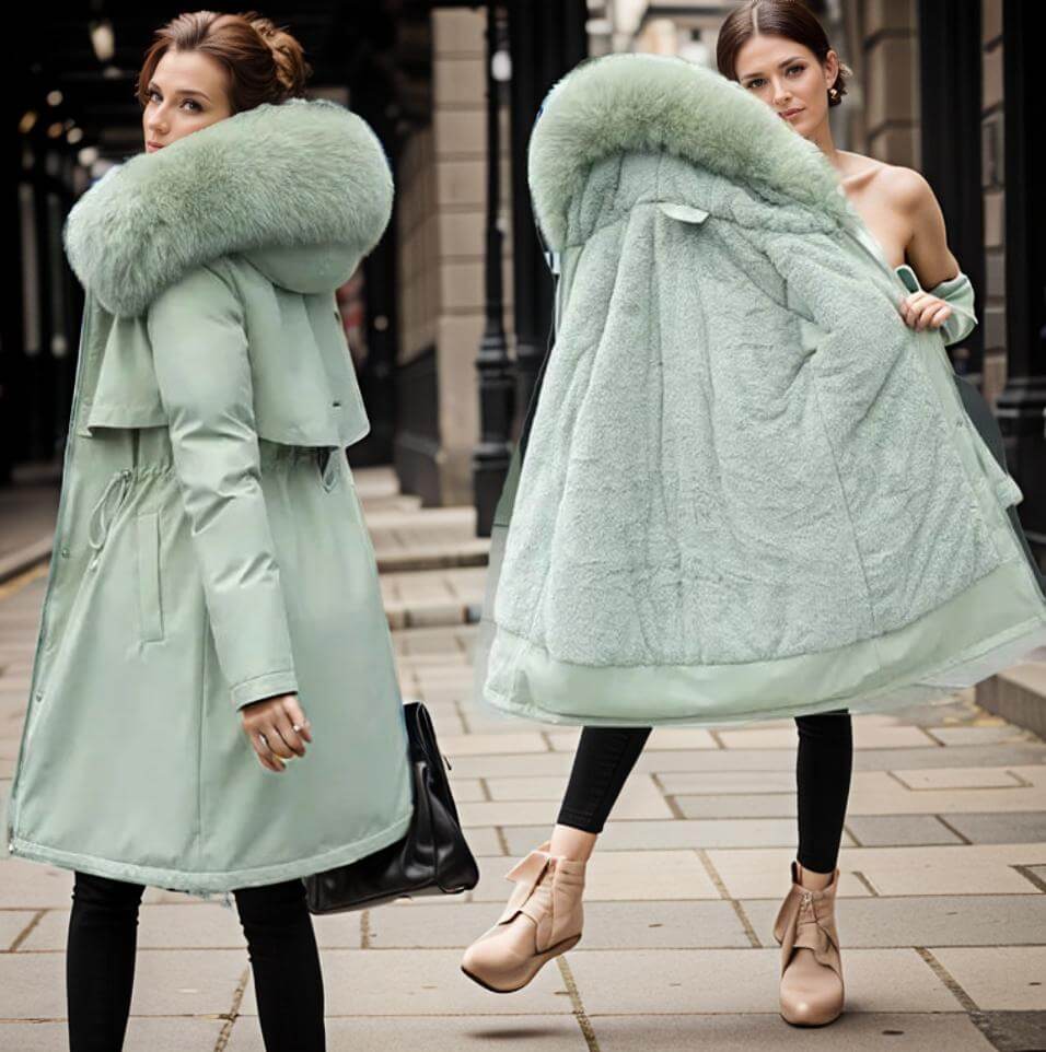 Elegante Damen-Winterjacke mit Kunstfell