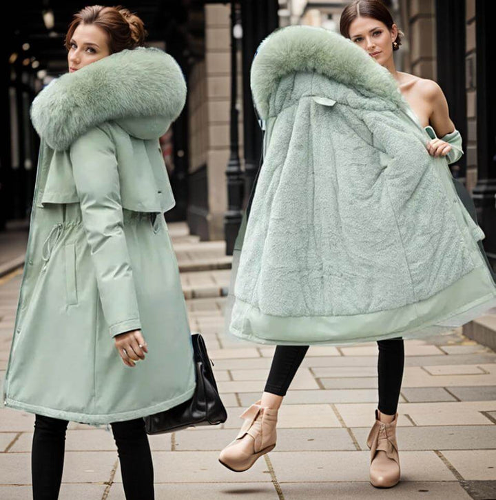 Elegante Damen-Winterjacke mit Kunstfell