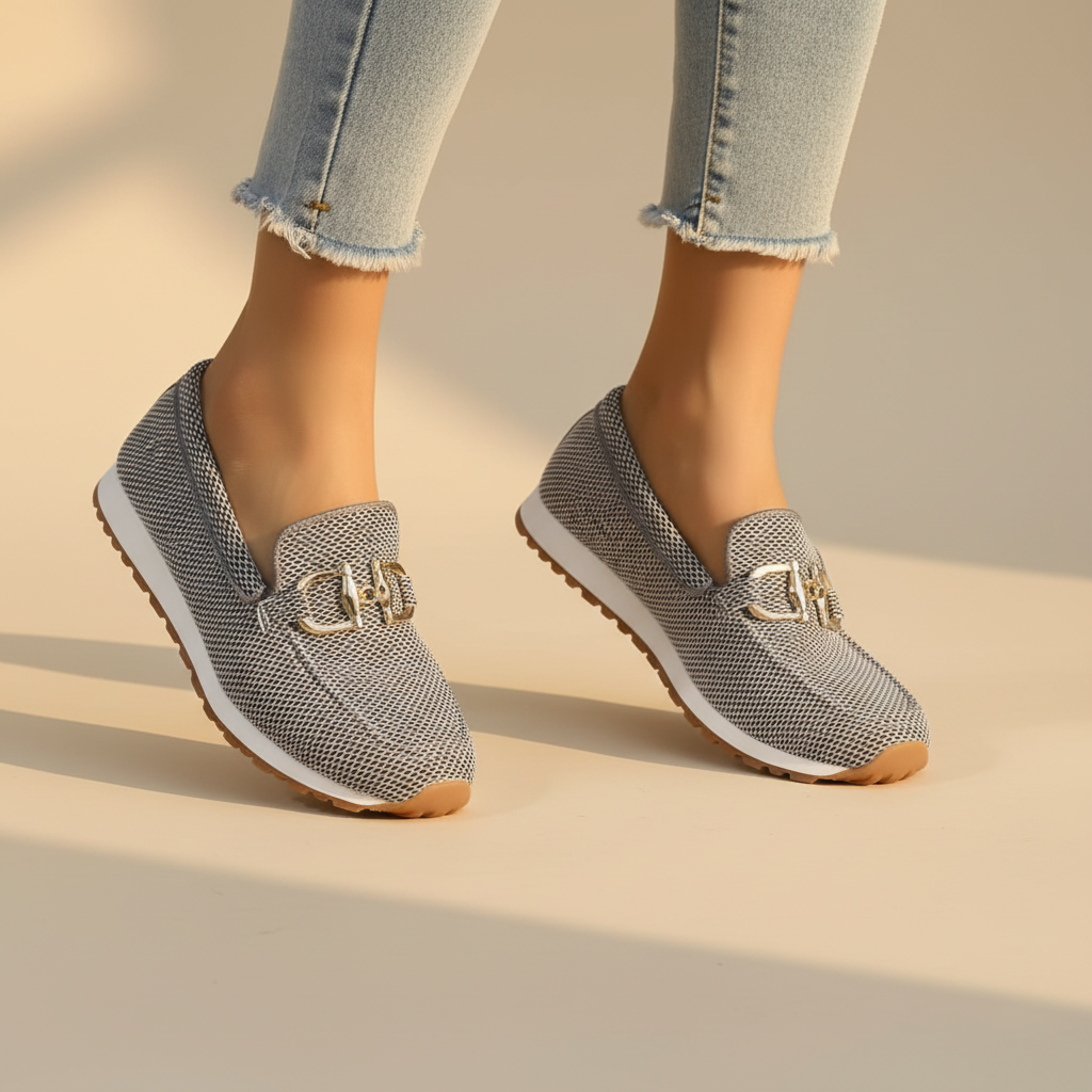 Breathable women's orthopedic slip-on loafers with arch support.