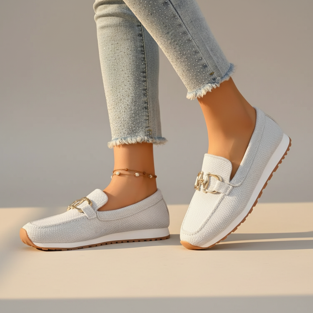 Slip-on women's orthopedic loafers, cushioned for easy, comfortable wear.